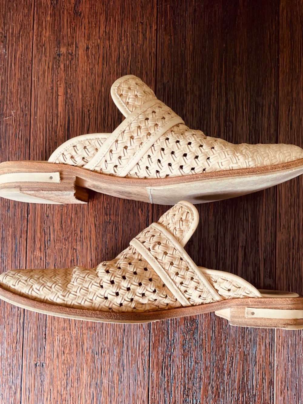 FREDA SALVADOR Keen Mule in Nude Woven Calf - Picture 4 of 5